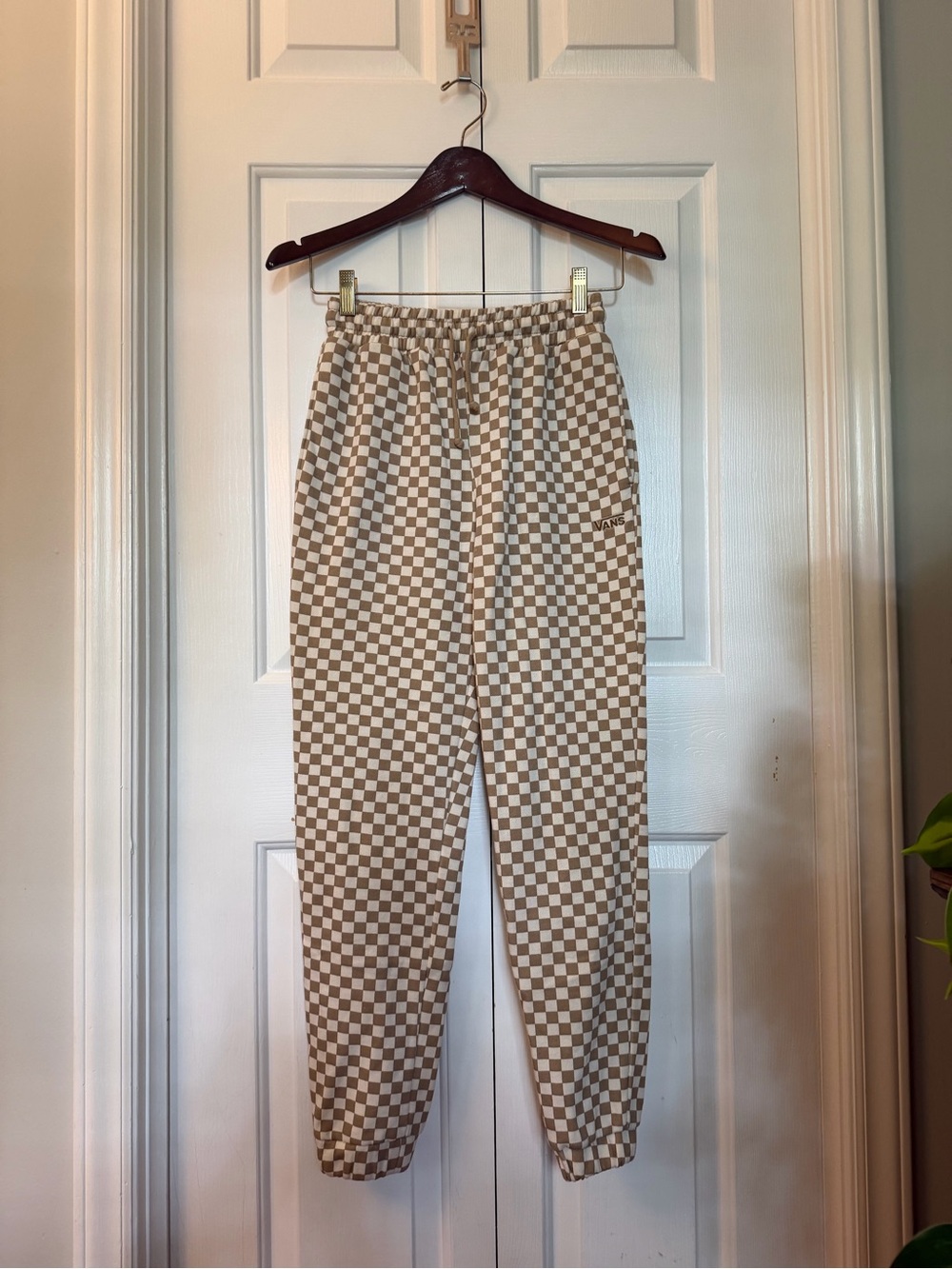 Vans Beige and White Checkerboard Joggers